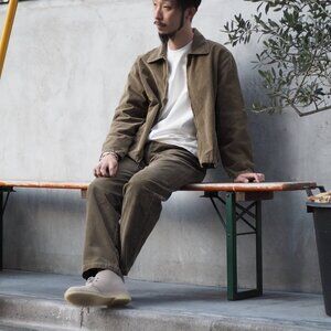 OlderBrother Brown Mushroom Moss Cropped Corduroy Jacket Small